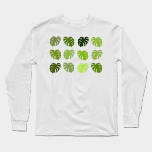 Monstera Leaves in greens Long Sleeve T-Shirt